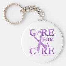 LavenderHeartRibbonCareCureDark Keychains