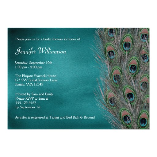Lavish Peacock Feather Bridal Shower Invitations
