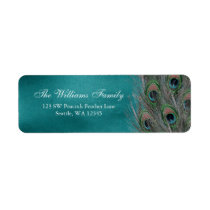 Lavish Peacock Feathers Return Address Label