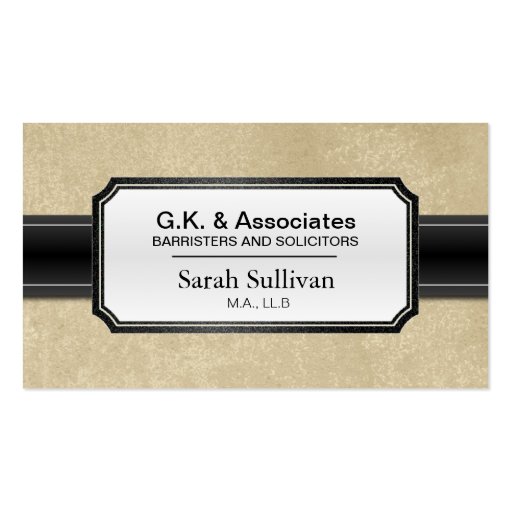 Law Business Card - Black Stylish Lawyer Attorney