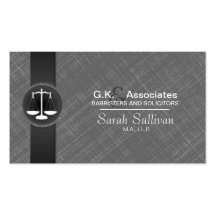 Law Business Card Grey Black Stylish Scale Justice