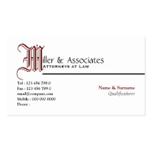 Law legal attorney red black business cards