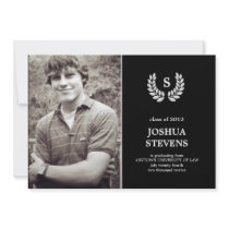Law-rel Wreath Law Graduation Photo Invitation