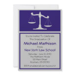 Law School Graduation Invite (Blue Justice Scales) invitations