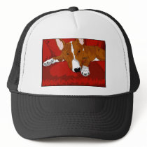 Lazy English Bull Terrier Dog Breed Illustration Mesh Hats