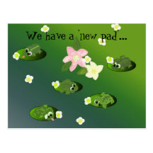 Lazy Frogs on a Pond - New Address Postcard