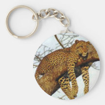 Lazy Leopard in a Tree Key Chain