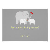 Le baby shower d'éléphant jumelle le neutre de gen faire-parts