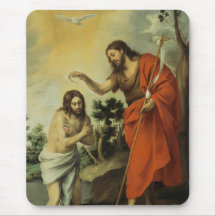 Le baptême du Christ par Bartolome Esteban Murillo Tapis De Souris