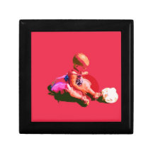 le bébé reposant et jouant Pâques rose posterized  Boîtes À Babioles