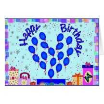 Le bleu de joyeux anniversaire monte en ballon le  cartes de vœux