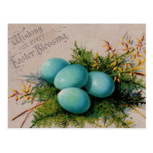 Le bleu Eggs des salutations de Pâques Cartes Postales