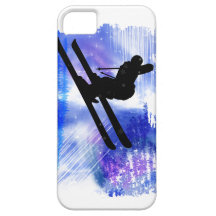 Le bleu et le blanc éclabousse le skieur coque iPhone 5