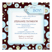Le bleu heureux pointille l'invitation de baby sho