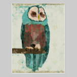 Le bleu rougissent carte postale de hibou cartes postales