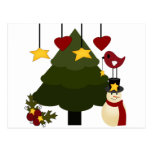 Le bonhomme de neige mignon d'arbre de vacances de carte postale