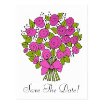 le bouquet rose, font gagner la date ! carte postale
