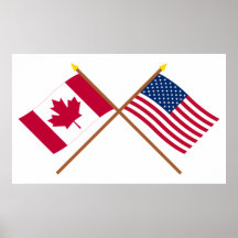 Le Canada et les drapeaux croisés par Etats-Unis Posters
