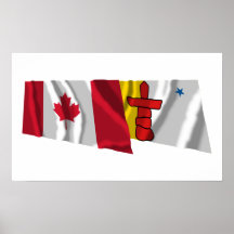 Le Canada et les drapeaux de ondulation de Nunavut Posters