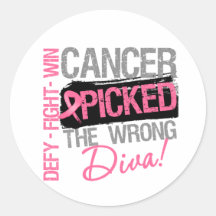 Le Cancer a sélectionné la diva fausse - cancer du Autocollant Rond