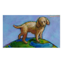 Le caniche est le meilleur chien sur la peinture m cartes de visite personnelles