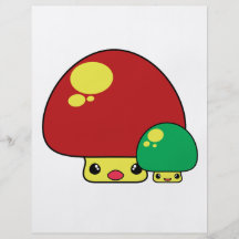 le champignon mignon de kawaii répand vert rouge prospectus personnalisés