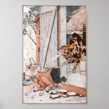 Le chat effraye l'illustration de chien affiches
