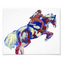 Le cheval sautant le thème orange blanc bleu abstr photographies