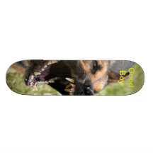 Le chien aboient plateau de planche à roulettes