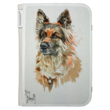 Le chien alsacien allument la caisse folio étui pour kindle