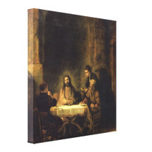 Le Christ dans Emmaus par Harmensz Van Rijn Rembra Toiles Tendues Sur Châssis