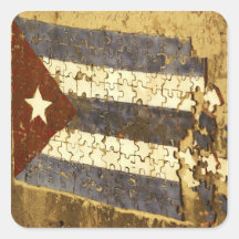 Le CUBA, La Havane. Puzzle de mosaïque du drapeau  Autocollants