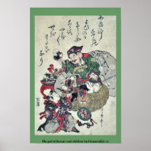 Le dieu de la fortune et enfants par UtamaroII, D. Posters