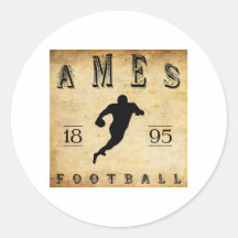 Le football 1895 d'Ames Iowa Autocollant Rond