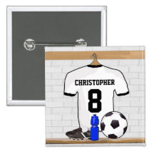 Le football blanc et noir personnalisé Jerse du fo Badges Avec Agrafe