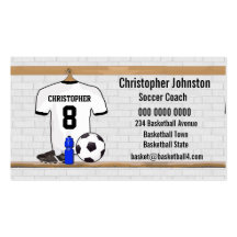 Le football blanc et noir personnalisé Jerse du fo Modèle De Carte De Visite