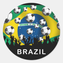 Le football du Brésil Autocollant Rond