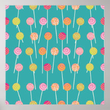 Le gâteau coloré saute sur le motif turquoise poster