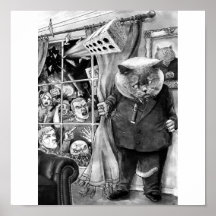 Le gros chat effrayé affiche