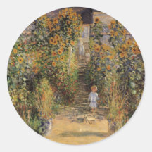 Le jardin de l'artiste chez Vetheuil par Monet, ar Adhésifs Ronds