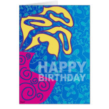Le jaune de carte de joyeux anniversaire laisse le