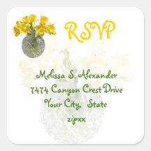 Le jaune fleurit les douches nuptiales RSVP Autocollant