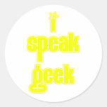 Le jaune I parlent le geek Adhésifs Ronds