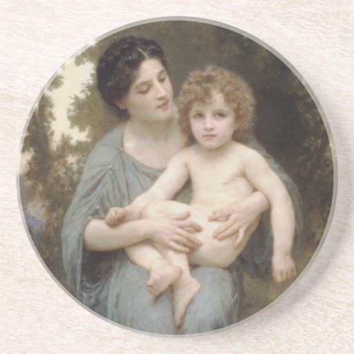 Le Jeune Frère (Little brother) Bouguereau Beverage Coaster