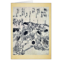Le jour de la fille par Nishikawa, Sukenobu Ukiyoe Cartes De Vœux