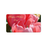 Le jour de mère heureux ! La tulipe rose fleurit d Étiquette D’adresse