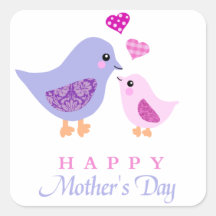 Le jour de mère mignon d'oiseaux de mère et d'enfa adhésifs