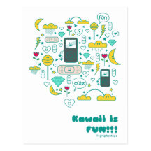 le kawaii est carte postale de blanc d'amusement