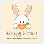 Le lapin de Pâques heureux décoré d'un monogramme  Adhésifs