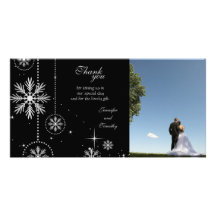 Le mariage argenté noir d'hiver vous remercient ph cartes avec photo